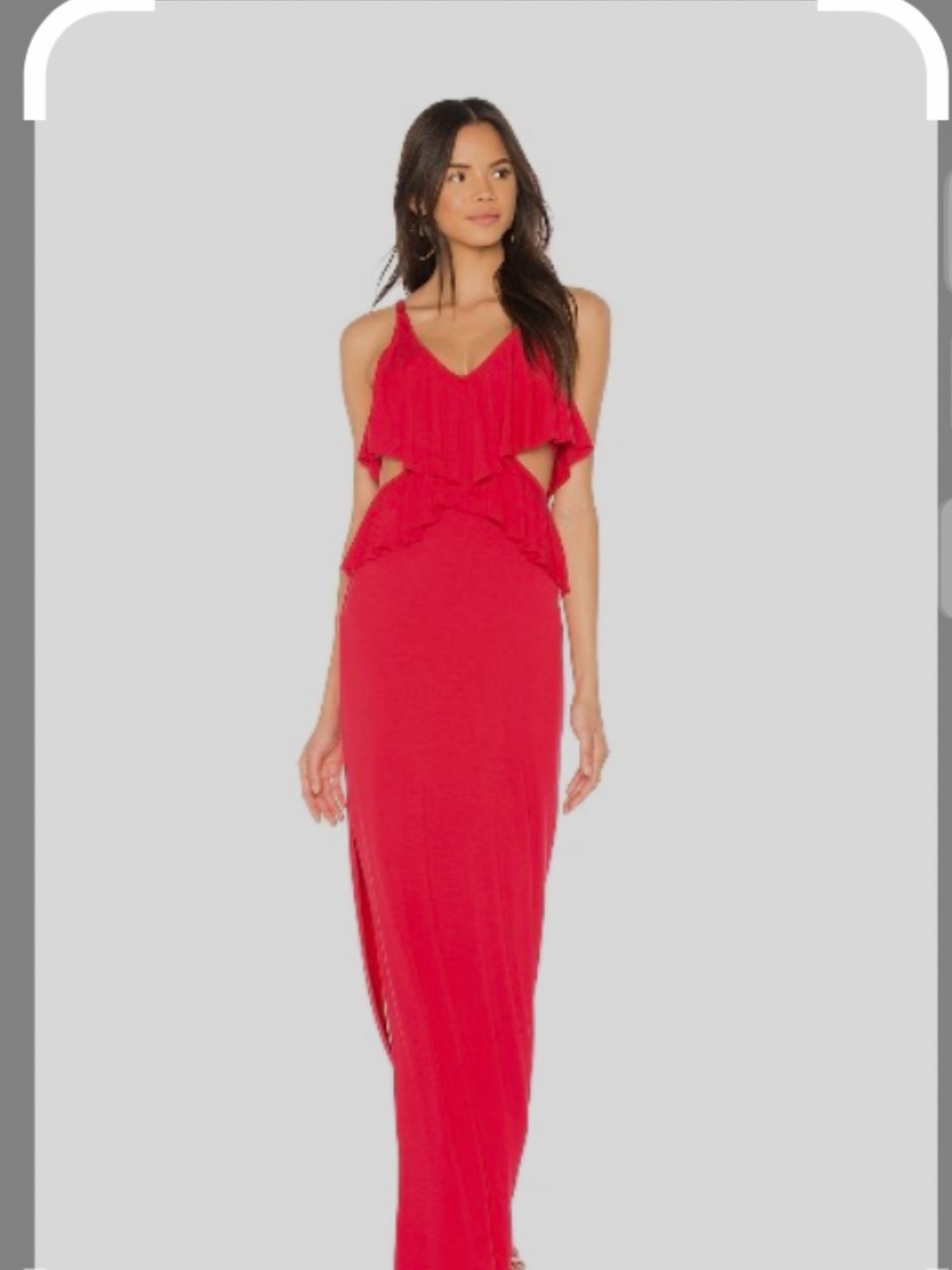 Rachel Pally Red Ruffle Cutout Maxi